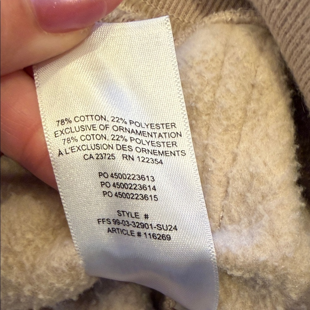 Aritzia perfect fit Sweatfleece Womens XSmall beige - Picture 5 of 6